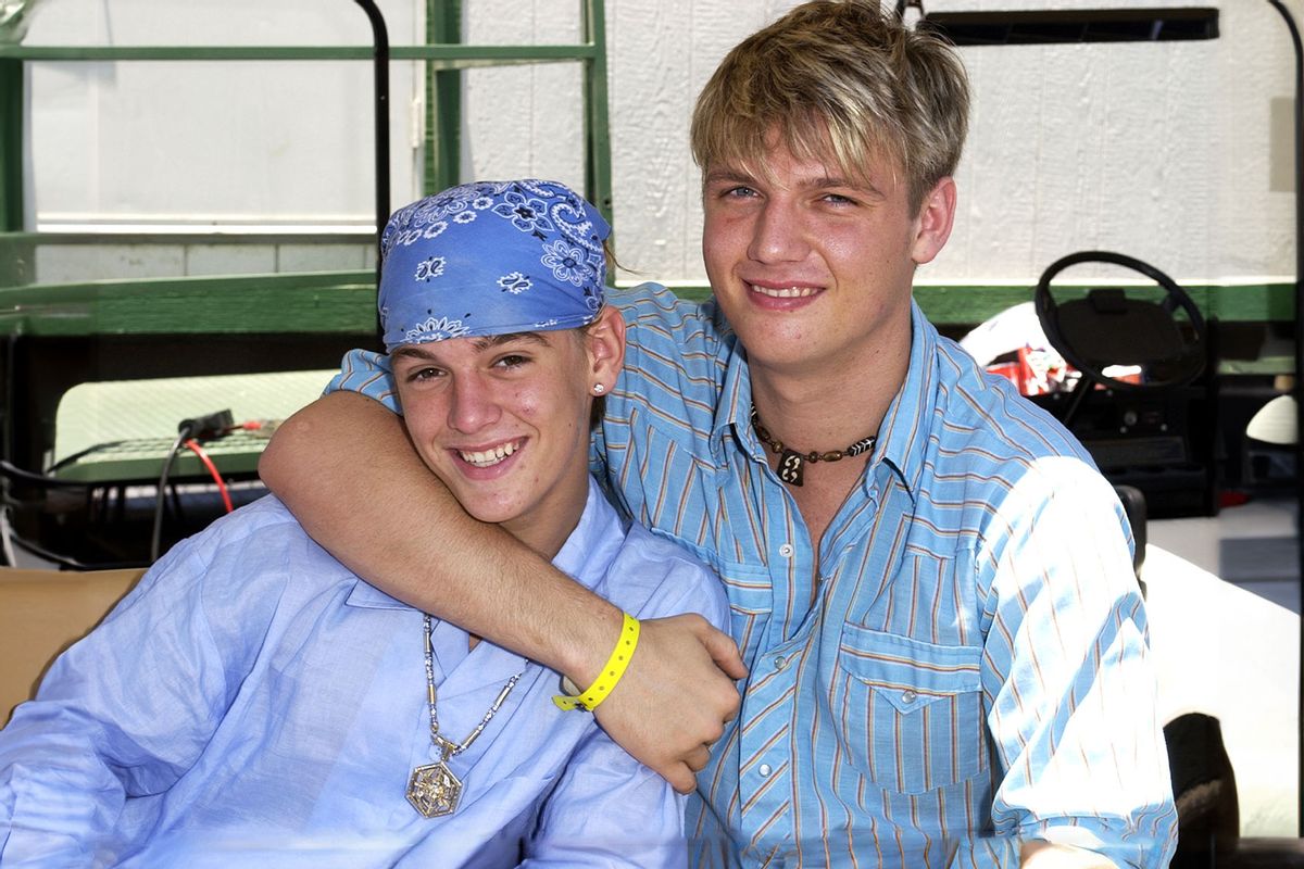 Aaron Carter & Nick Carter during 102.7 KIIS-FM's 2002 Wango Tango at Rose Bowl in Pasadena, California, United States. (SGranitz/WireImage/Getty Images)