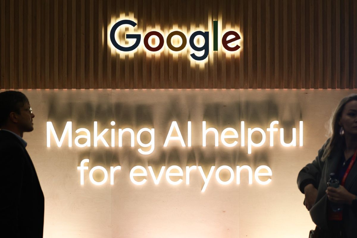 Google logo is seen during Impact congress in Poznan, Poland on May 16, 2024 (Jakub Porzycki/NurPhoto via Getty Images)