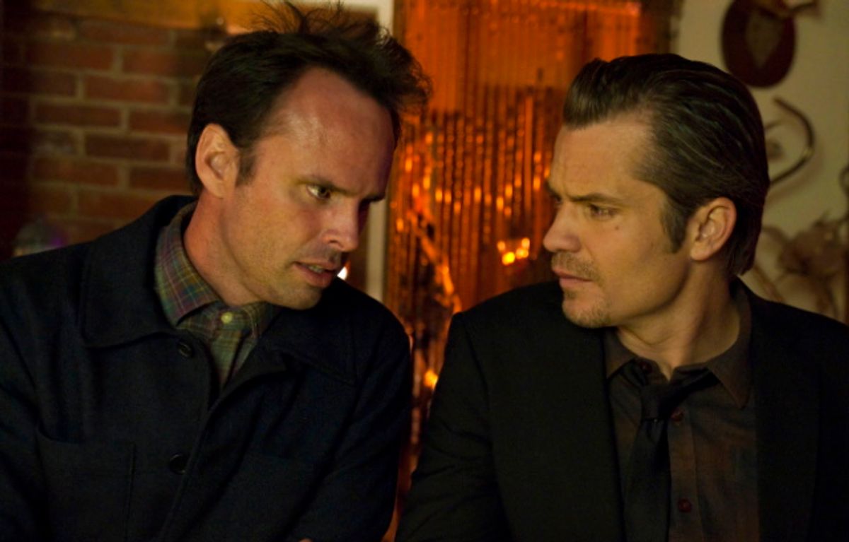 JUSTIFIED: L-R: Walton Goggins and Timothy Olyphant in JUSTIFIED airing Tuesday, Feb. 22 on FX. CR: Prashant Gupta / FX     (Prashant Gupta)