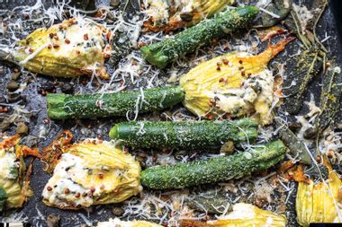 Zucchini & stuffed zucchini blossom flowers