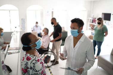 Patient arriving at medical clinic